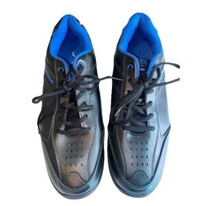 Brunswick Flyer Mens 13 Black Blue Bowling Shoe Leather Athletic Sneakers EUC